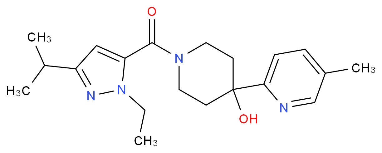 1-[(1-ethyl-3-isopropyl-1H-pyrazol-5-yl)carbonyl]-4-(5-methylpyridin-2-yl)piperidin-4-ol_分子结构_CAS_)