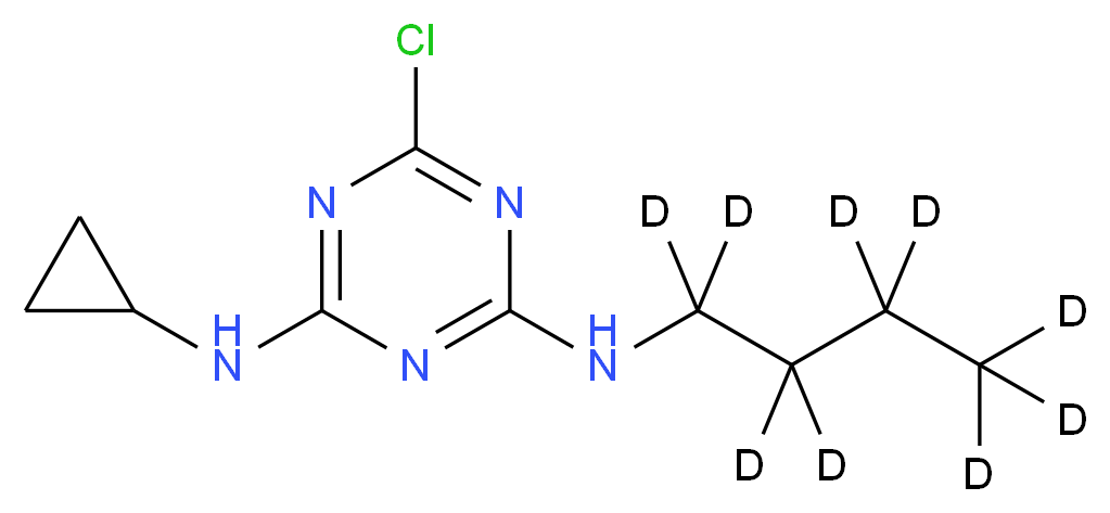 2-N-(<sup>2</sup>H<sub>9</sub>)butyl-6-chloro-4-N-cyclopropyl-1,3,5-triazine-2,4-diamine_分子结构_CAS_1189997-37-2