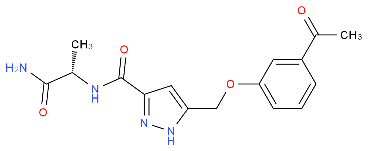 5-[(3-acetylphenoxy)methyl]-N-[(1S)-2-amino-1-methyl-2-oxoethyl]-1H-pyrazole-3-carboxamide_分子结构_CAS_)