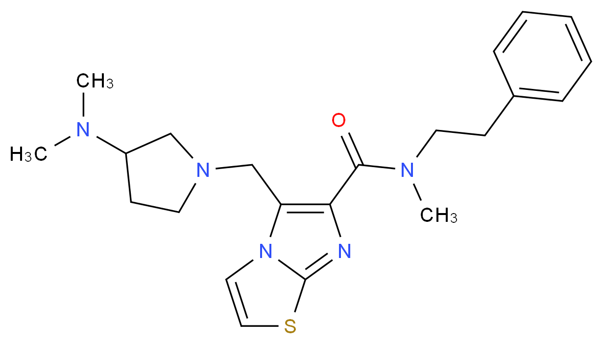 5-{[3-(dimethylamino)pyrrolidin-1-yl]methyl}-N-methyl-N-(2-phenylethyl)imidazo[2,1-b][1,3]thiazole-6-carboxamide_分子结构_CAS_)