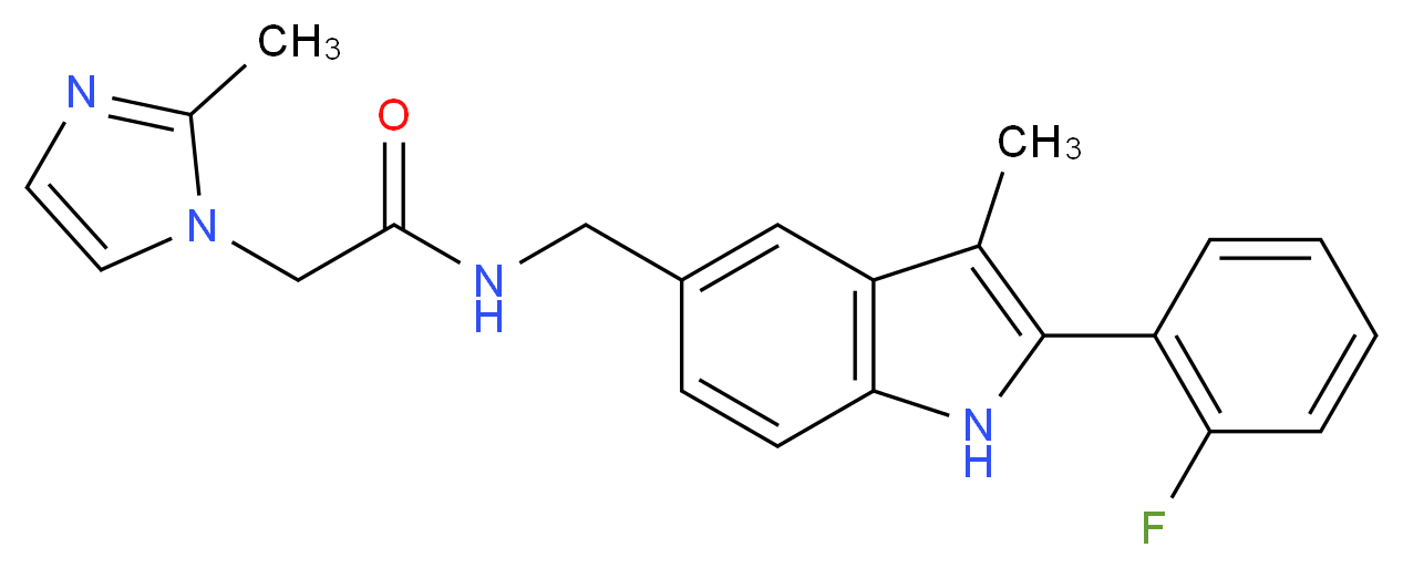 N-{[2-(2-fluorophenyl)-3-methyl-1H-indol-5-yl]methyl}-2-(2-methyl-1H-imidazol-1-yl)acetamide_分子结构_CAS_)