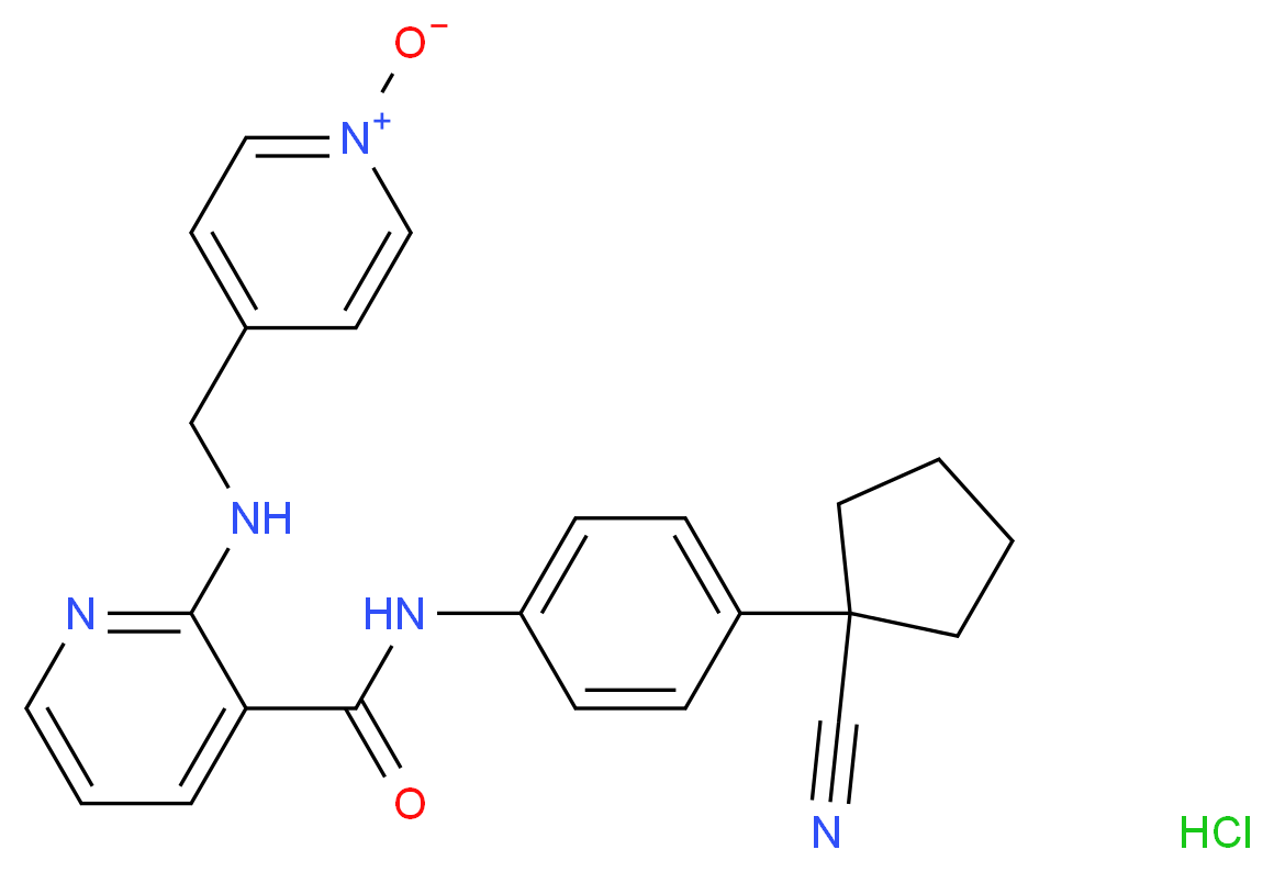 4-{[(3-{[4-(1-cyanocyclopentyl)phenyl]carbamoyl}pyridin-2-yl)amino]methyl}pyridin-1-ium-1-olate hydrochloride_分子结构_CAS_1185101-22-7