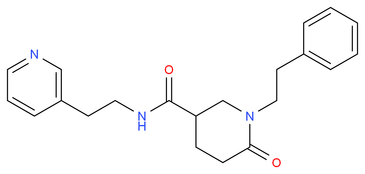6-oxo-1-(2-phenylethyl)-N-[2-(3-pyridinyl)ethyl]-3-piperidinecarboxamide_分子结构_CAS_)