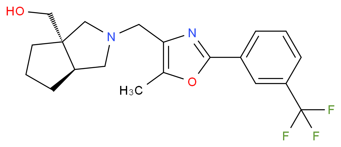 [(3aS*,6aS*)-2-({5-methyl-2-[3-(trifluoromethyl)phenyl]-1,3-oxazol-4-yl}methyl)hexahydrocyclopenta[c]pyrrol-3a(1H)-yl]methanol_分子结构_CAS_)