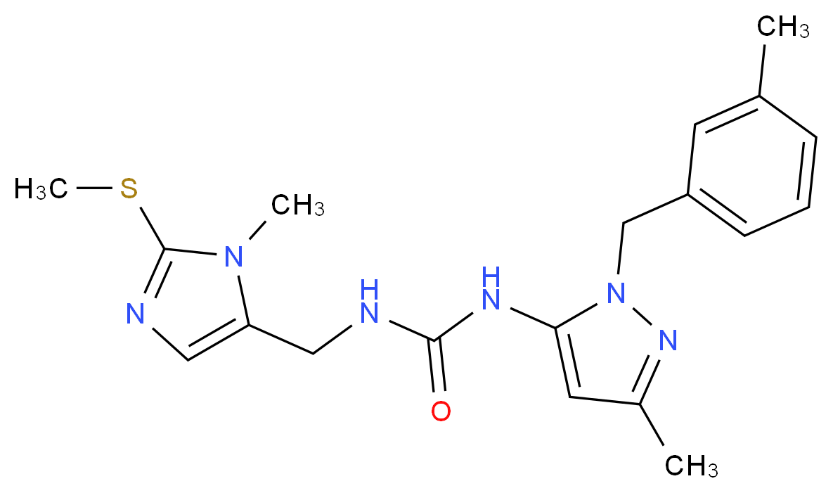 N-[3-methyl-1-(3-methylbenzyl)-1H-pyrazol-5-yl]-N'-{[1-methyl-2-(methylthio)-1H-imidazol-5-yl]methyl}urea_分子结构_CAS_)