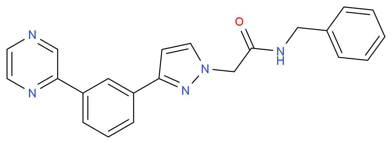 N-benzyl-2-{3-[3-(2-pyrazinyl)phenyl]-1H-pyrazol-1-yl}acetamide_分子结构_CAS_)