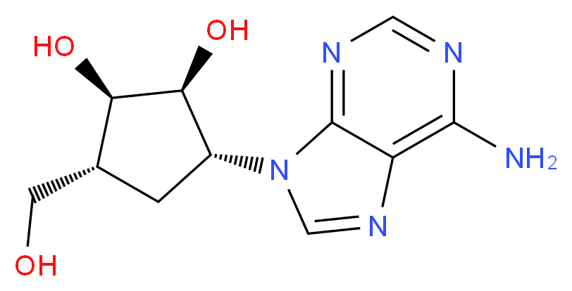 (1R,2S,3R,5R)-3-(6-amino-9H-purin-9-yl)-5-(hydroxymethyl)cyclopentane-1,2-diol_分子结构_CAS_19186-33-5