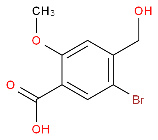 5-bromo-4-(hydroxymethyl)-2-methoxybenzoic acid_分子结构_CAS_32246-20-1