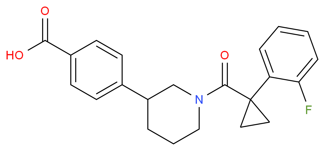 4-(1-{[1-(2-fluorophenyl)cyclopropyl]carbonyl}piperidin-3-yl)benzoic acid_分子结构_CAS_)