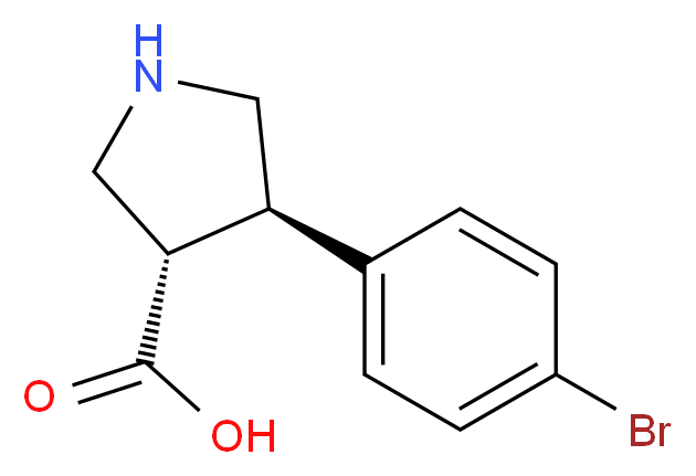 (3S,4R)-4-(4-bromophenyl)pyrrolidine-3-carboxylic acid_分子结构_CAS_1047654-48-7(relative))