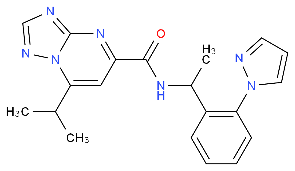 7-isopropyl-N-{1-[2-(1H-pyrazol-1-yl)phenyl]ethyl}[1,2,4]triazolo[1,5-a]pyrimidine-5-carboxamide_分子结构_CAS_)
