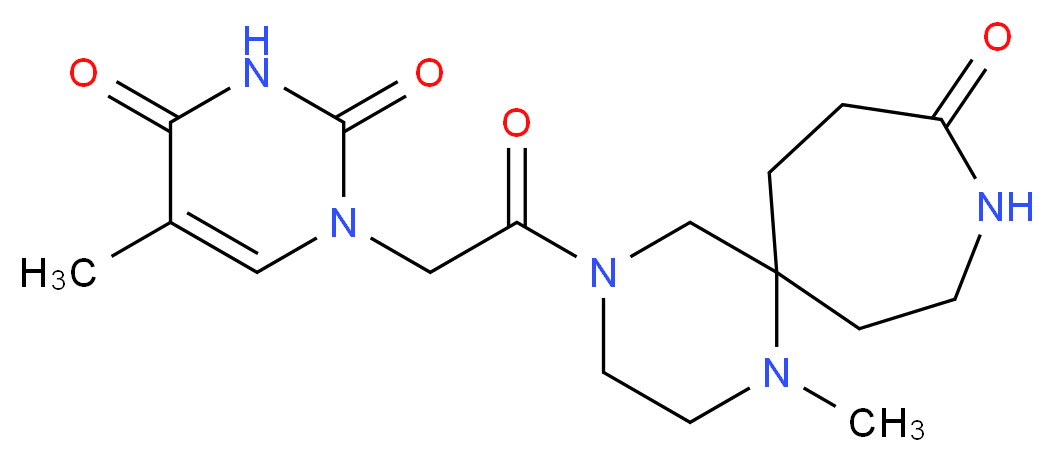 5-methyl-1-[2-(1-methyl-10-oxo-1,4,9-triazaspiro[5.6]dodec-4-yl)-2-oxoethyl]pyrimidine-2,4(1H,3H)-dione_分子结构_CAS_)