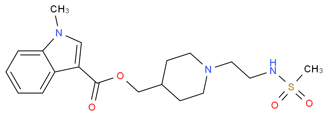 [1-(2-methanesulfonamidoethyl)piperidin-4-yl]methyl 1-methyl-1H-indole-3-carboxylate_分子结构_CAS_144625-51-4