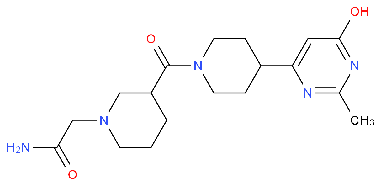 2-(3-{[4-(6-hydroxy-2-methyl-4-pyrimidinyl)-1-piperidinyl]carbonyl}-1-piperidinyl)acetamide_分子结构_CAS_)