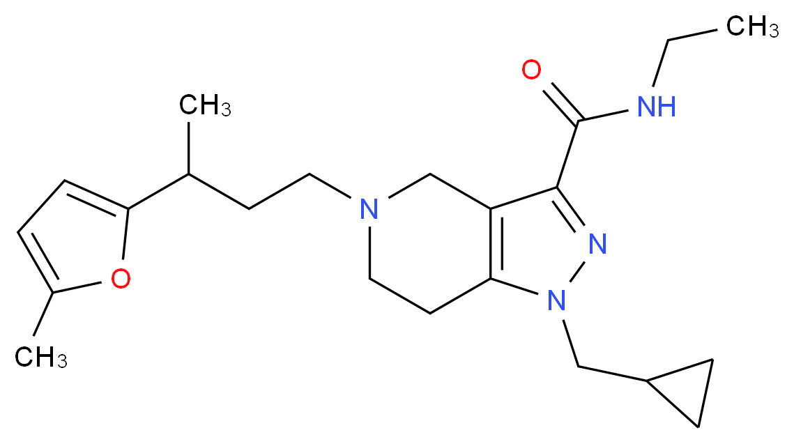 1-(cyclopropylmethyl)-N-ethyl-5-[3-(5-methyl-2-furyl)butyl]-4,5,6,7-tetrahydro-1H-pyrazolo[4,3-c]pyridine-3-carboxamide_分子结构_CAS_)