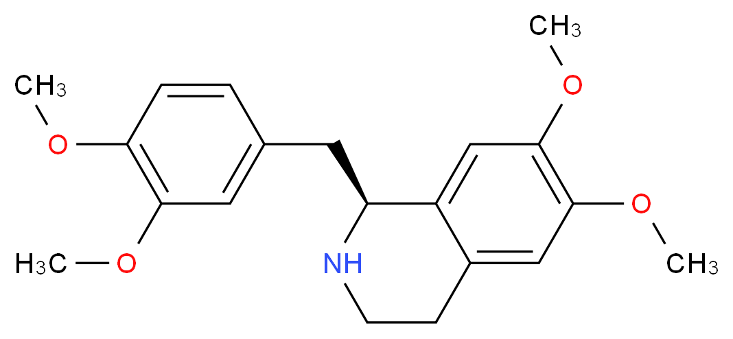 (1S)-1-[(3,4-dimethoxyphenyl)methyl]-6,7-dimethoxy-1,2,3,4-tetrahydroisoquinoline_分子结构_CAS_4747-98-2