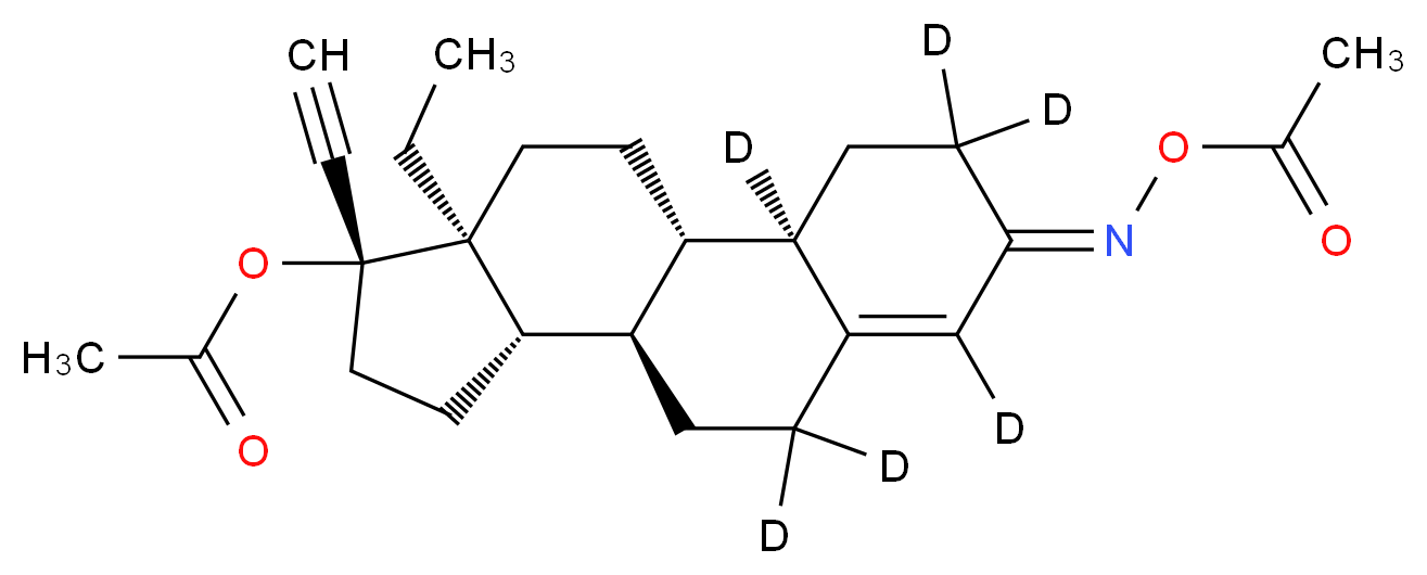 [(1S,2R,5E,10R,11S,14R,15S)-14-(acetyloxy)-15-ethyl-14-ethynyl(2,4,4,6,8,8-<sup>2</sup>H<sub>6</sub>)tetracyclo[8.7.0.0<sup>2</sup>,<sup>7</sup>.0<sup>1</sup><sup>1</sup>,<sup>1</sup><sup>5</sup>]heptadec-6-en-5-ylidene]amino acetate_分子结构_CAS_1263195-02-3