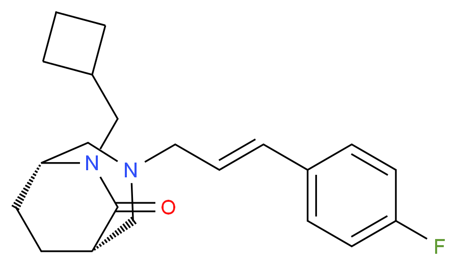 (1S*,5R*)-6-(cyclobutylmethyl)-3-[(2E)-3-(4-fluorophenyl)prop-2-en-1-yl]-3,6-diazabicyclo[3.2.2]nonan-7-one_分子结构_CAS_)