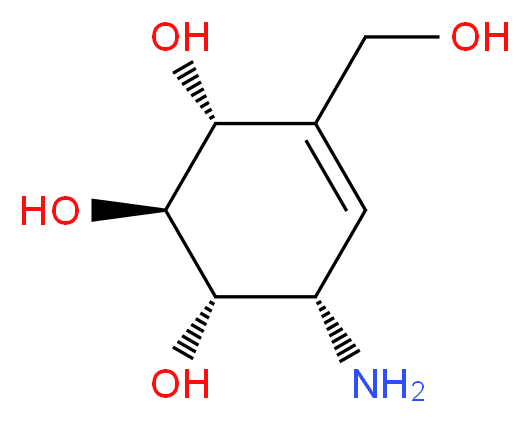 (1S,2S,3R,6S)-6-amino-4-(hydroxymethyl)cyclohex-4-ene-1,2,3-triol_分子结构_CAS_38231-86-6