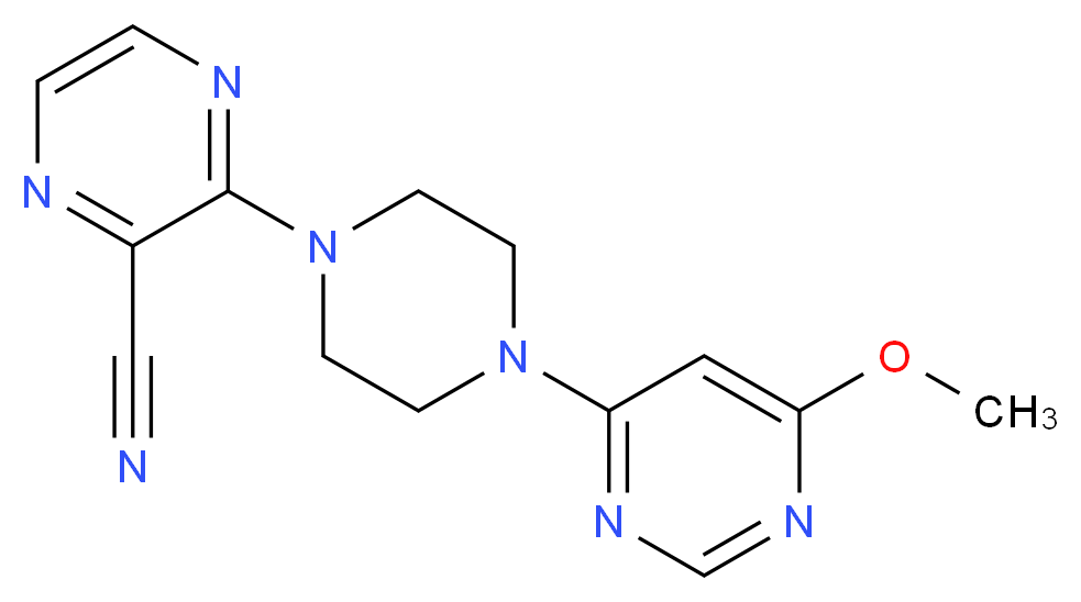 3-[4-(6-methoxypyrimidin-4-yl)piperazin-1-yl]pyrazine-2-carbonitrile_分子结构_CAS_)
