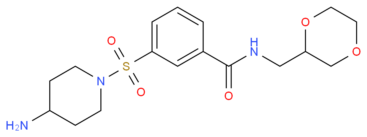 3-[(4-aminopiperidin-1-yl)sulfonyl]-N-(1,4-dioxan-2-ylmethyl)benzamide_分子结构_CAS_)