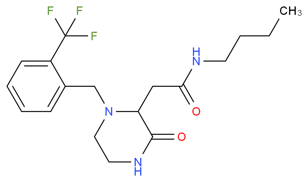 N-butyl-2-{3-oxo-1-[2-(trifluoromethyl)benzyl]-2-piperazinyl}acetamide_分子结构_CAS_)