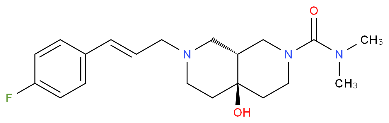 (4aR*,8aR*)-7-[(2E)-3-(4-fluorophenyl)prop-2-en-1-yl]-4a-hydroxy-N,N-dimethyloctahydro-2,7-naphthyridine-2(1H)-carboxamide_分子结构_CAS_)