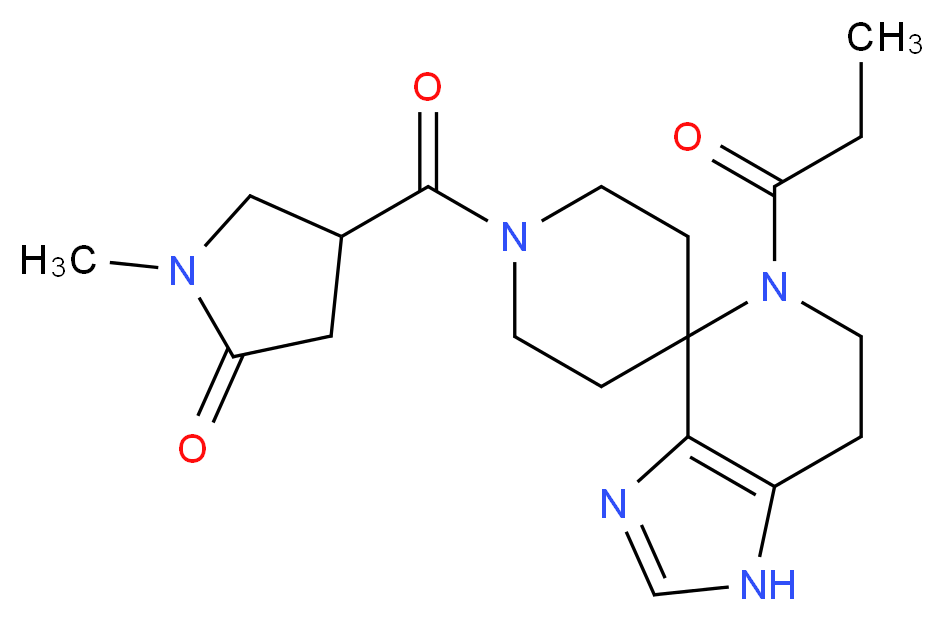 1-methyl-4-[(5-propionyl-1,5,6,7-tetrahydro-1'H-spiro[imidazo[4,5-c]pyridine-4,4'-piperidin]-1'-yl)carbonyl]pyrrolidin-2-one_分子结构_CAS_)