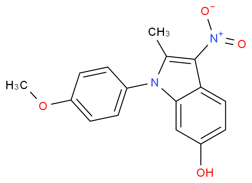 1-(4-methoxyphenyl)-2-methyl-3-nitro-1H-indol-6-ol_分子结构_CAS_147591-46-6