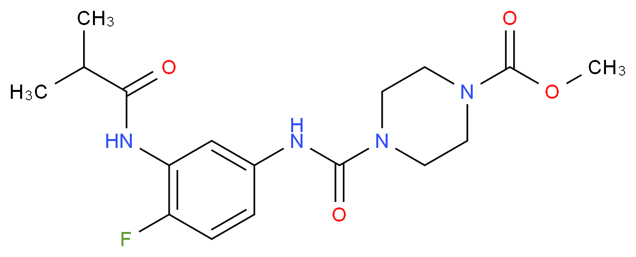 methyl 4-({[4-fluoro-3-(isobutyrylamino)phenyl]amino}carbonyl)piperazine-1-carboxylate_分子结构_CAS_)