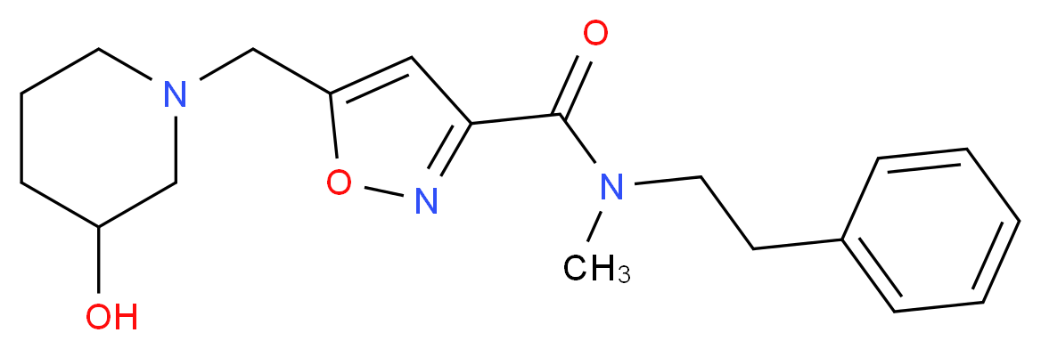 5-[(3-hydroxypiperidin-1-yl)methyl]-N-methyl-N-(2-phenylethyl)isoxazole-3-carboxamide_分子结构_CAS_)
