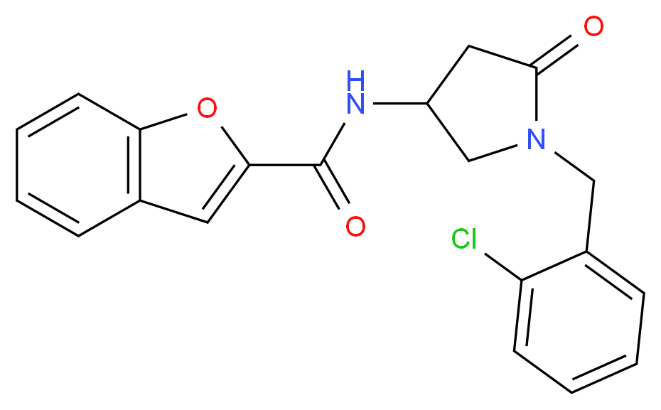 N-[1-(2-chlorobenzyl)-5-oxo-3-pyrrolidinyl]-1-benzofuran-2-carboxamide_分子结构_CAS_)