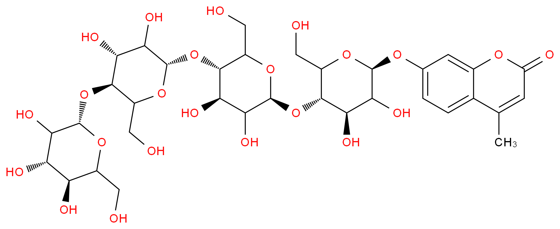 7-{[(2S,4R,5S)-5-{[(2S,4R,5S)-5-{[(2S,4R,5S)-3,4-dihydroxy-6-(hydroxymethyl)-5-{[(2S,4S,5S)-3,4,5-trihydroxy-6-(hydroxymethyl)oxan-2-yl]oxy}oxan-2-yl]oxy}-3,4-dihydroxy-6-(hydroxymethyl)oxan-2-yl]oxy}-3,4-dihydroxy-6-(hydroxymethyl)oxan-2-yl]oxy}-4-methyl-2H-chromen-2-one_分子结构_CAS_84325-19-9