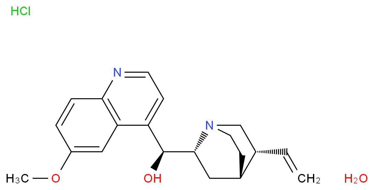 (S)-[(2R,4S,5R)-5-ethenyl-1-azabicyclo[2.2.2]octan-2-yl](6-methoxyquinolin-4-yl)methanol hydrate hydrochloride_分子结构_CAS_6151-40-2