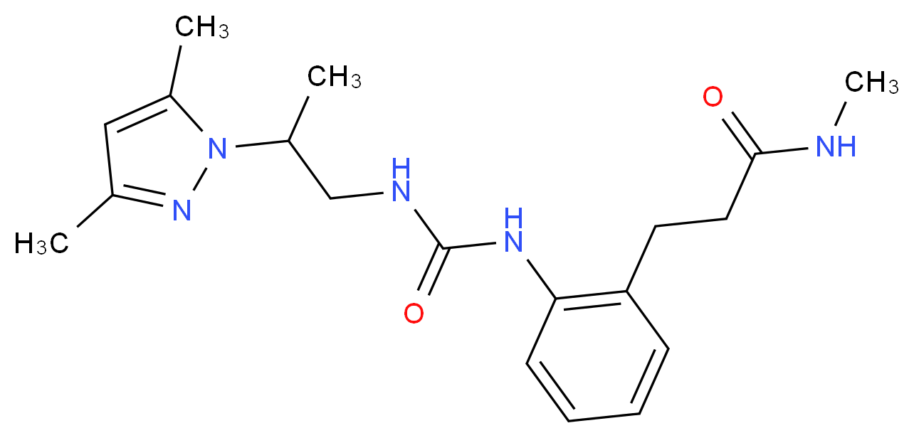 3-{2-[({[2-(3,5-dimethyl-1H-pyrazol-1-yl)propyl]amino}carbonyl)amino]phenyl}-N-methylpropanamide_分子结构_CAS_)