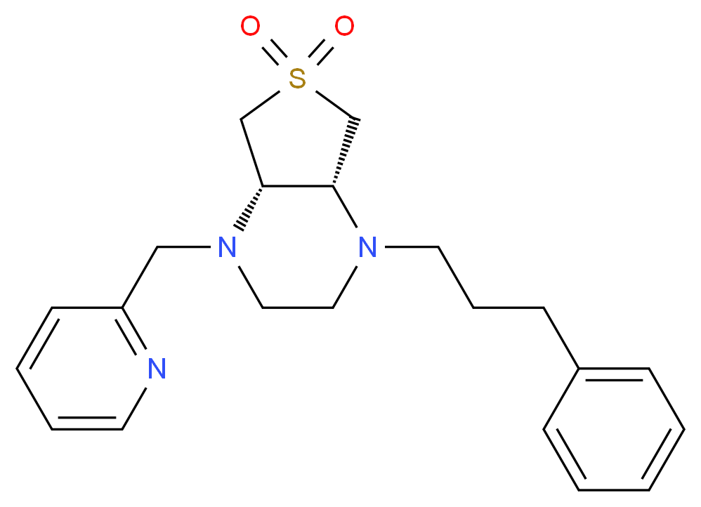 (4aS*,7aR*)-1-(3-phenylpropyl)-4-(2-pyridinylmethyl)octahydrothieno[3,4-b]pyrazine 6,6-dioxide_分子结构_CAS_)