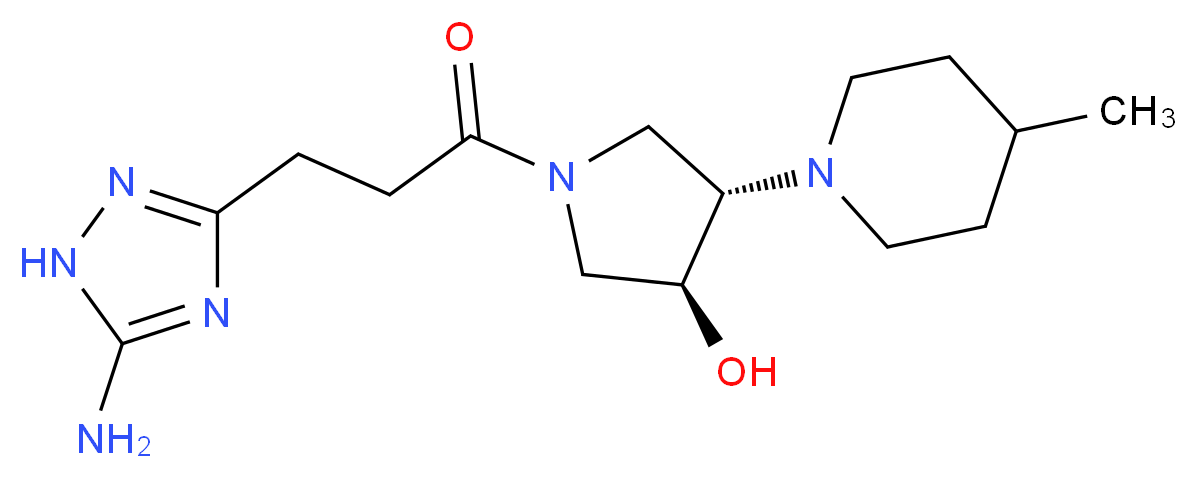 (3S*,4S*)-1-[3-(5-amino-1H-1,2,4-triazol-3-yl)propanoyl]-4-(4-methyl-1-piperidinyl)-3-pyrrolidinol_分子结构_CAS_)