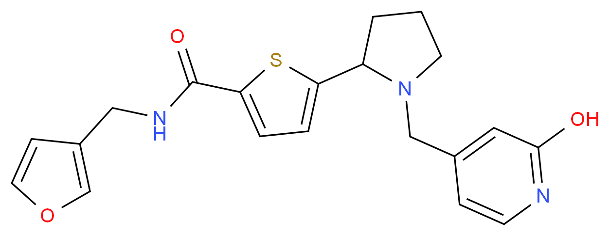 N-(3-furylmethyl)-5-{1-[(2-hydroxy-4-pyridinyl)methyl]-2-pyrrolidinyl}-2-thiophenecarboxamide_分子结构_CAS_)