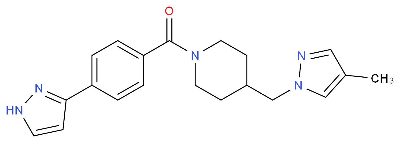 4-[(4-methyl-1H-pyrazol-1-yl)methyl]-1-[4-(1H-pyrazol-3-yl)benzoyl]piperidine_分子结构_CAS_)