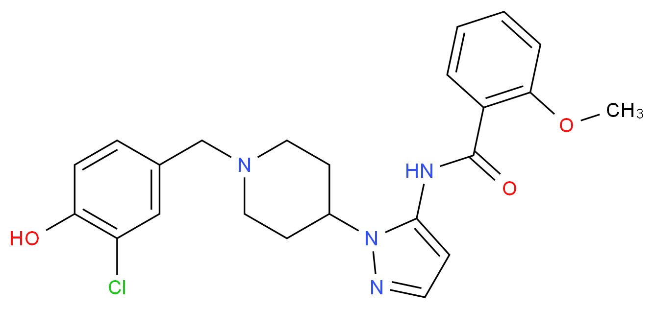 N-{1-[1-(3-chloro-4-hydroxybenzyl)-4-piperidinyl]-1H-pyrazol-5-yl}-2-methoxybenzamide_分子结构_CAS_)