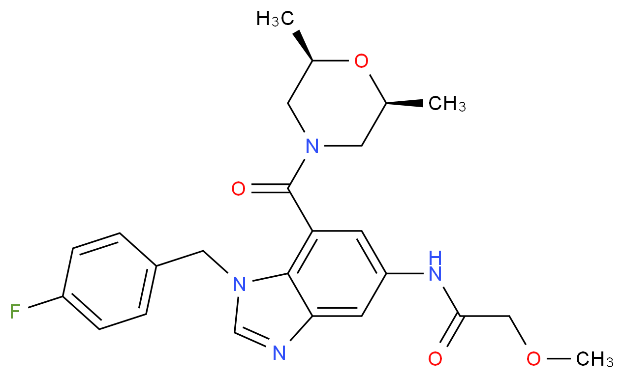 N-[7-{[(2R*,6S*)-2,6-dimethyl-4-morpholinyl]carbonyl}-1-(4-fluorobenzyl)-1H-benzimidazol-5-yl]-2-methoxyacetamide_分子结构_CAS_)