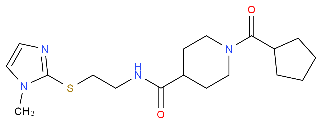 1-(cyclopentylcarbonyl)-N-{2-[(1-methyl-1H-imidazol-2-yl)thio]ethyl}-4-piperidinecarboxamide_分子结构_CAS_)