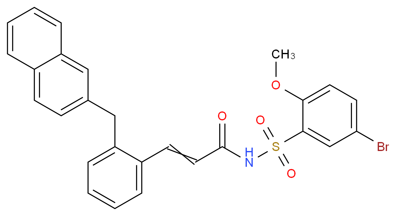 N-(5-bromo-2-methoxybenzenesulfonyl)-3-[2-(naphthalen-2-ylmethyl)phenyl]prop-2-enamide_分子结构_CAS_244101-02-8