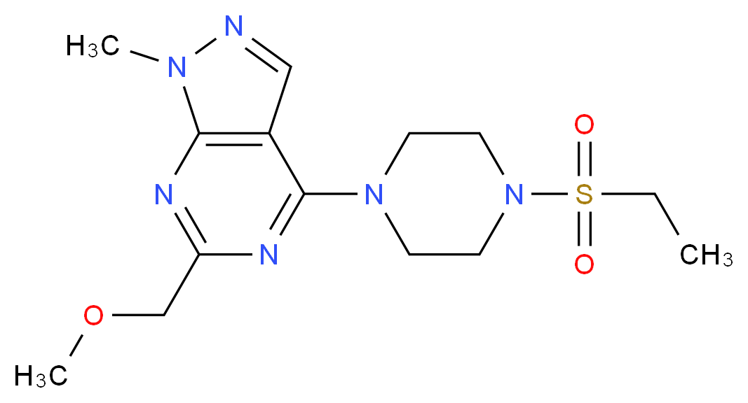 4-[4-(ethylsulfonyl)-1-piperazinyl]-6-(methoxymethyl)-1-methyl-1H-pyrazolo[3,4-d]pyrimidine_分子结构_CAS_)