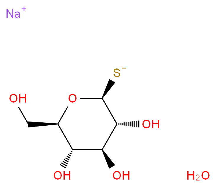 sodium [(2S,3R,4S,5S,6R)-3,4,5-trihydroxy-6-(hydroxymethyl)oxan-2-yl]sulfanide hydrate_分子结构_CAS_10593-29-0