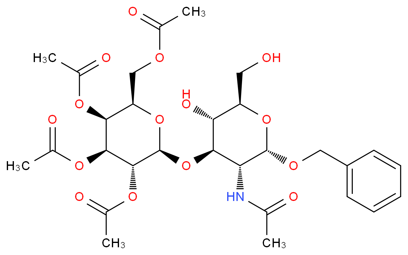 [(2R,3S,4S,5R,6R)-3,4,5-tris(acetyloxy)-6-{[(2S,3R,4R,5S,6R)-2-(benzyloxy)-3-acetamido-5-hydroxy-6-(hydroxymethyl)oxan-4-yl]oxy}oxan-2-yl]methyl acetate_分子结构_CAS_60831-31-4