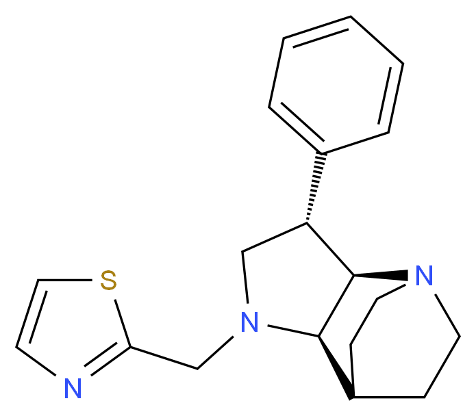 (2R*,3S*,6R*)-3-phenyl-5-(1,3-thiazol-2-ylmethyl)-1,5-diazatricyclo[5.2.2.0~2,6~]undecane_分子结构_CAS_)