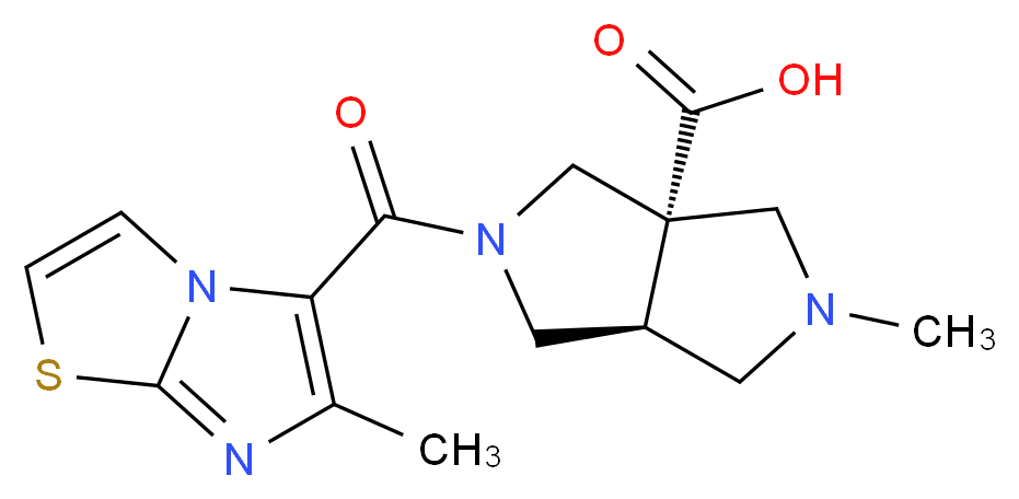 (3aS*,6aS*)-2-methyl-5-[(6-methylimidazo[2,1-b][1,3]thiazol-5-yl)carbonyl]hexahydropyrrolo[3,4-c]pyrrole-3a(1H)-carboxylic acid_分子结构_CAS_)
