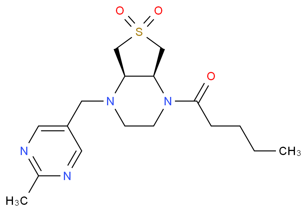 (4aS*,7aR*)-1-[(2-methyl-5-pyrimidinyl)methyl]-4-pentanoyloctahydrothieno[3,4-b]pyrazine 6,6-dioxide_分子结构_CAS_)