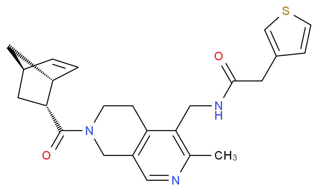 N-({7-[(1R*,2R*,4R*)-bicyclo[2.2.1]hept-5-en-2-ylcarbonyl]-3-methyl-5,6,7,8-tetrahydro-2,7-naphthyridin-4-yl}methyl)-2-(3-thienyl)acetamide_分子结构_CAS_)